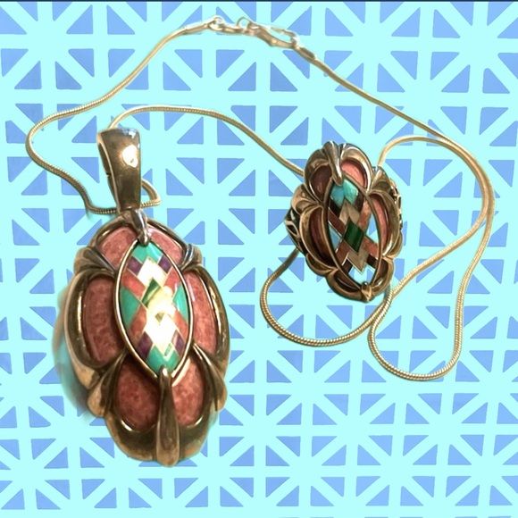 Carolyn Pollack Jewelry - Rare Vintage Carolyn Pollack “Maine-ly Mauve” 925 Necklace and Ring set